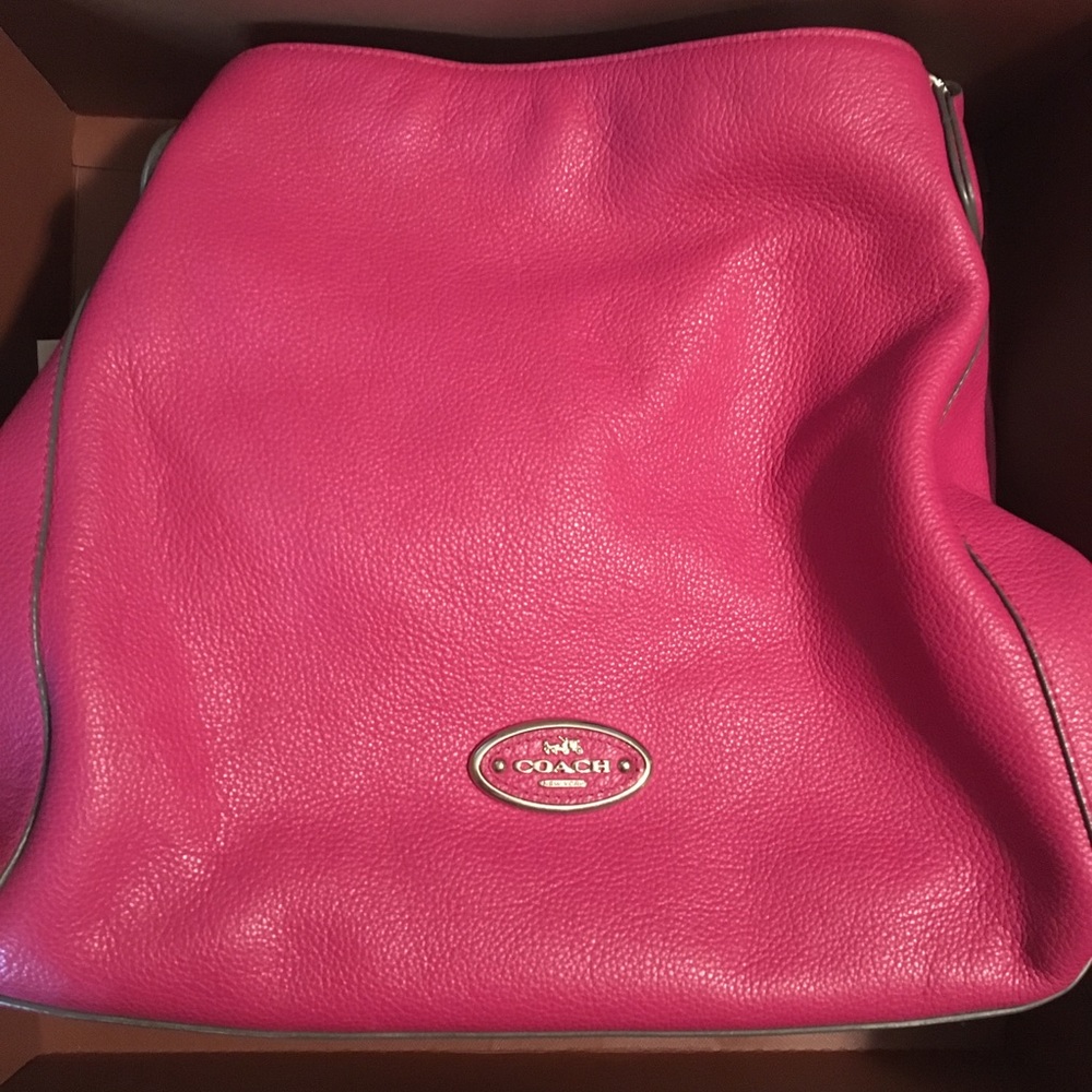 Coach Pink Pebbled Leather Shoulder Bag